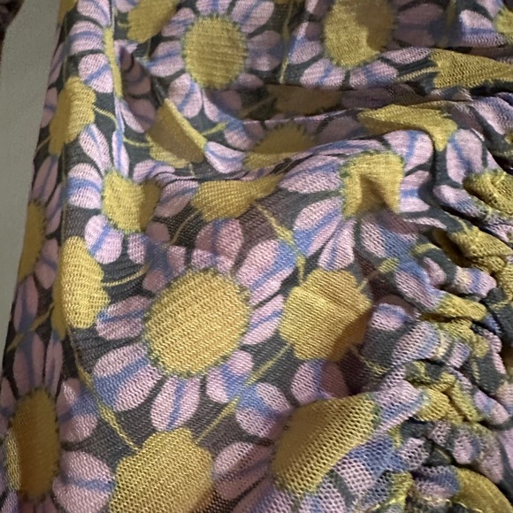 Urban Outfitters Long Sleeve Mesh Floral Ruched Tie Front‎ Top - Picture 2 of 7